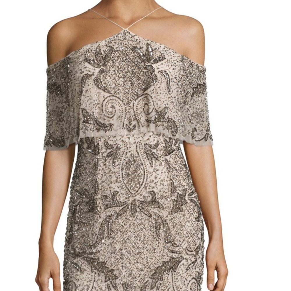 Aidan Mattox Women's Beaded Cold-shoulder Gown